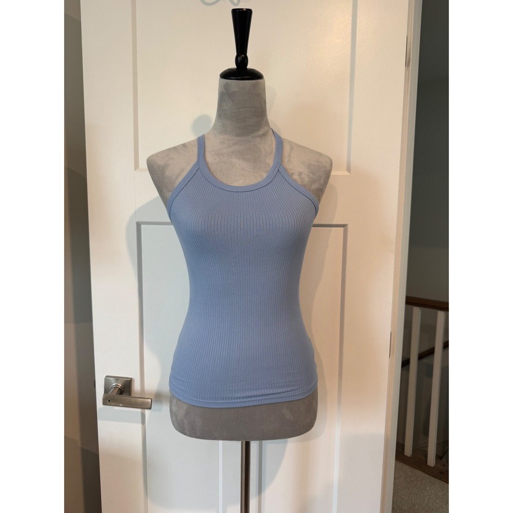 Ninexis Light Blue Ribbed Halter Tank Top Sleeveless HT1314 Medium